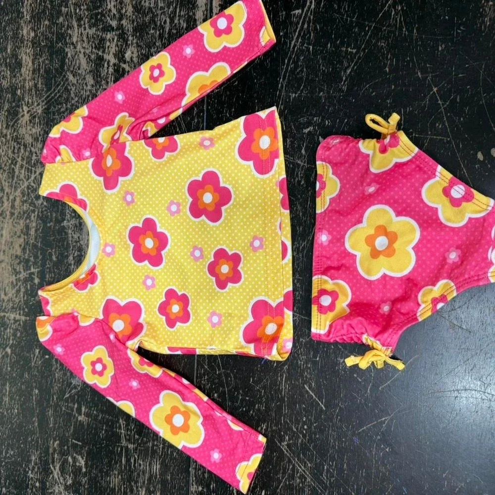 Junior Minnie Mouse Floral Long Sleeve Rash Guard Swimsuit Set 18 Months